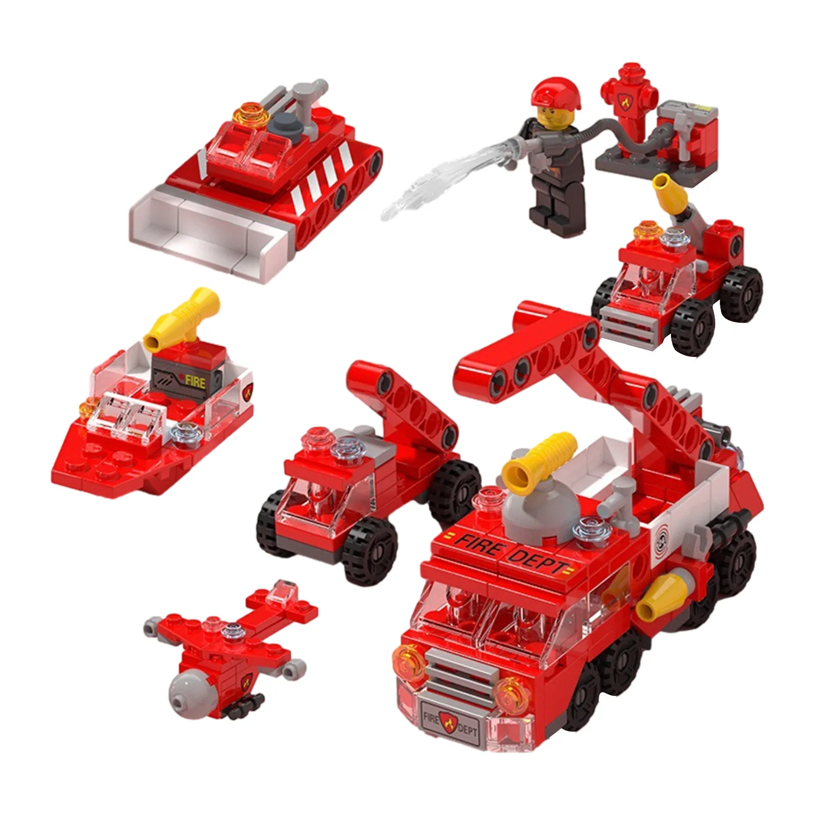 

6 IN 1 Mini Street Scene Small Particle Building Blocks Fire Series Classic Model Bricks DIY Bricks Educational Toys For Kids
