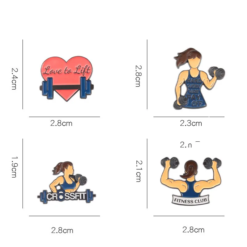 Брошь из металлического сплава и эмалированная брошь для фитнеса клуба |
