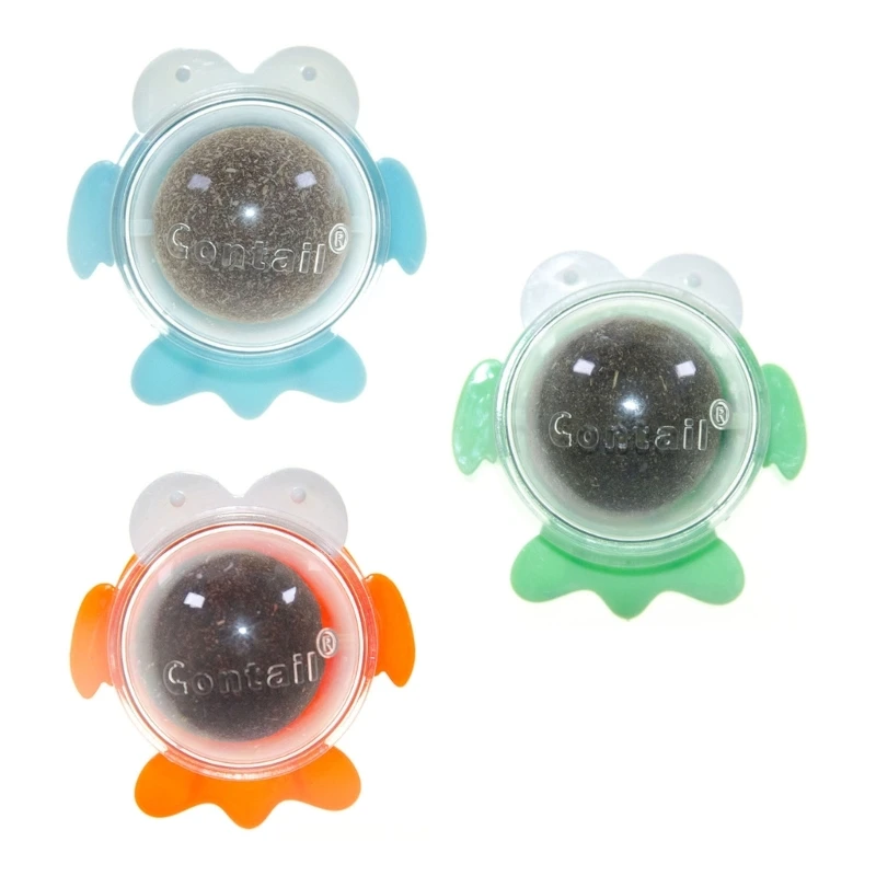 

Catnips Toy for Cats Edible Ball Wall Mount Cute Cartoon Shaped Base Natural Rotatable Licking Treat Toy for Cats C7AD