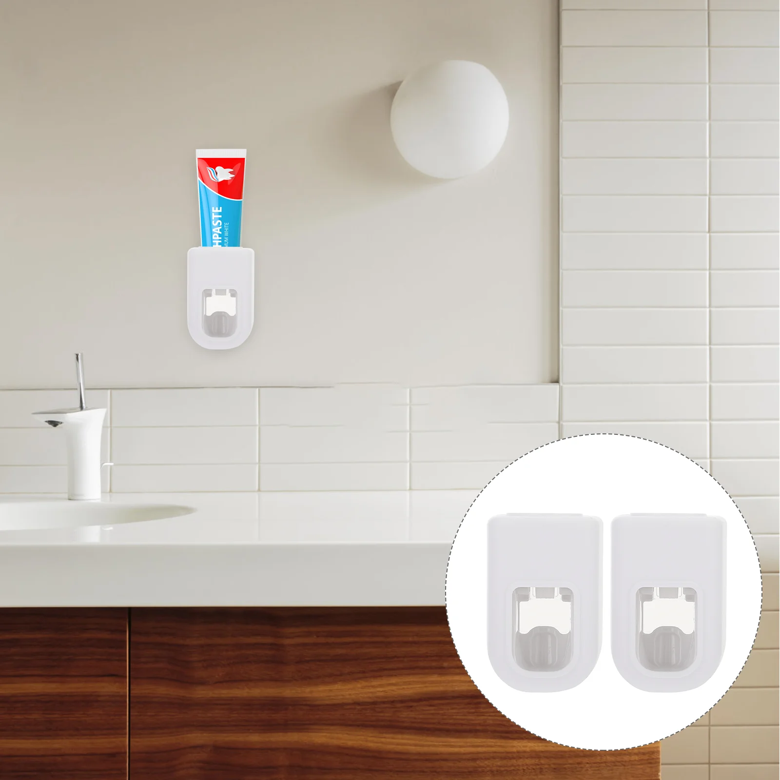 

2 Pcs Home Automatic Wall Nail-free Toothpaste Dispenser Toothpaste Squeezer Toothpaste Rack