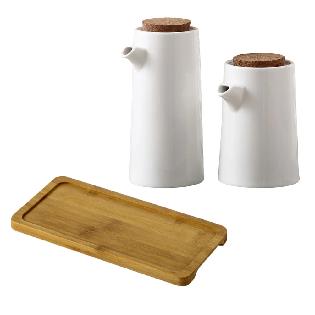 

Oil Dispenser Olive Bottles Bottlewhite Soy Sauce Ceramics Vinegar Ceramic Tray Cooking Honey Sprayer Cruetwooden Empty Server