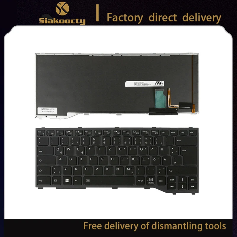 

Siakoocty Keyboard for Fujitsu Siemens Lifebook t937 t938 cp724505-01 GRAY FRAME BLACK Backlit German NC05006-B303 CP724505-01 0