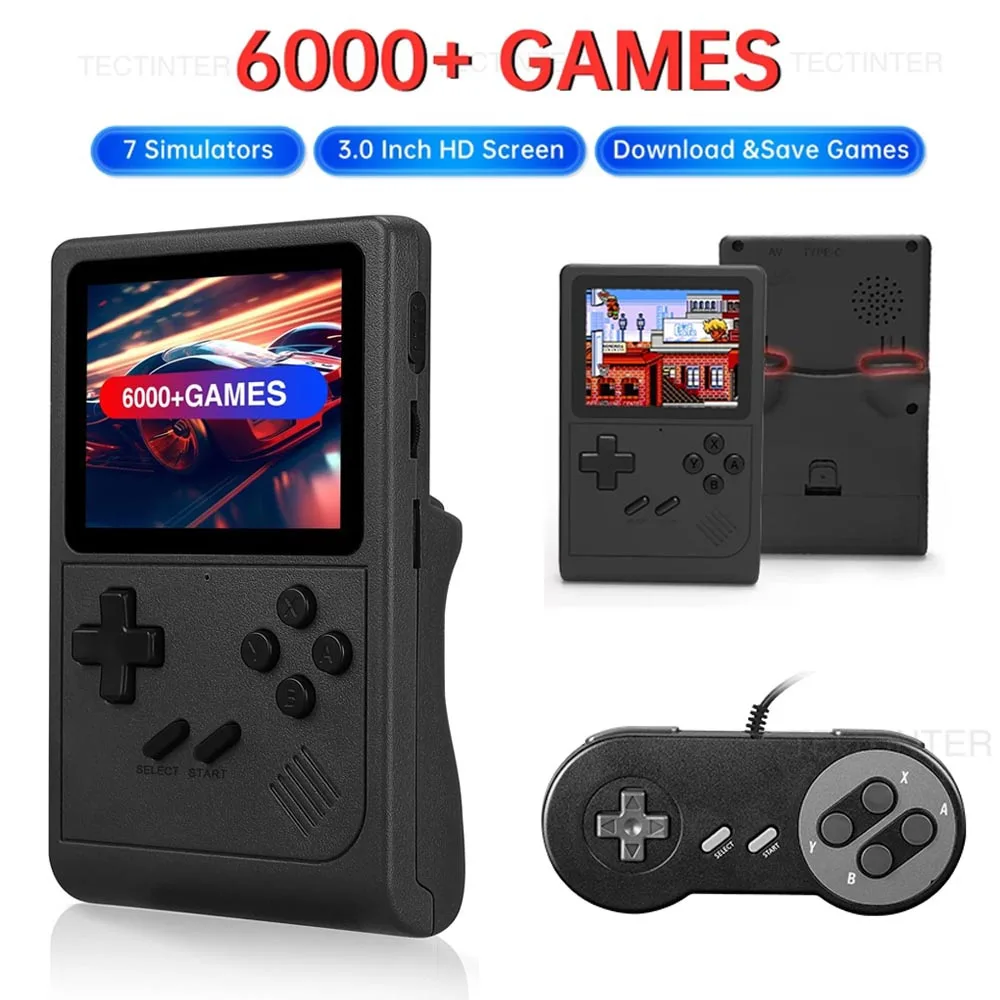 Портативная игровая консоль GB300 экран 3 0 дюйма 6000 встроенных игр AV выход для SFC/GBA