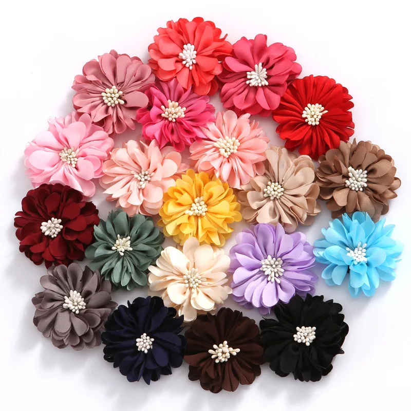 

2Pcs/set Sweet Chiffon Fabric Flower Hair Clips for Girls Safety Hairpin Boutique Barrettes Headwear Kids Hair Accessories Gift