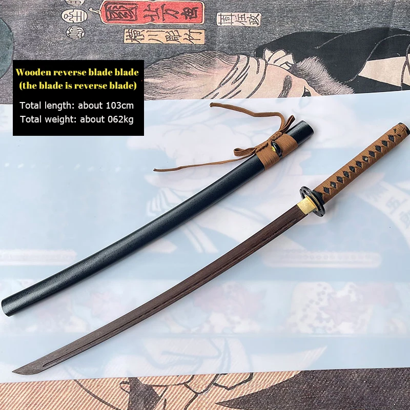 Rurouni Kenshin Katana Sheathed Samurai KnifeTraining Wooden Sword Children Toy Drawn Sword Wooden Laido Practice Cosplay Props