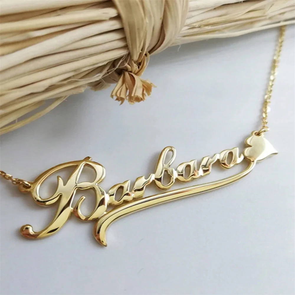 Ожерелья с именем сердца для женщин и мужчин ожерелье из нержавеющей стали