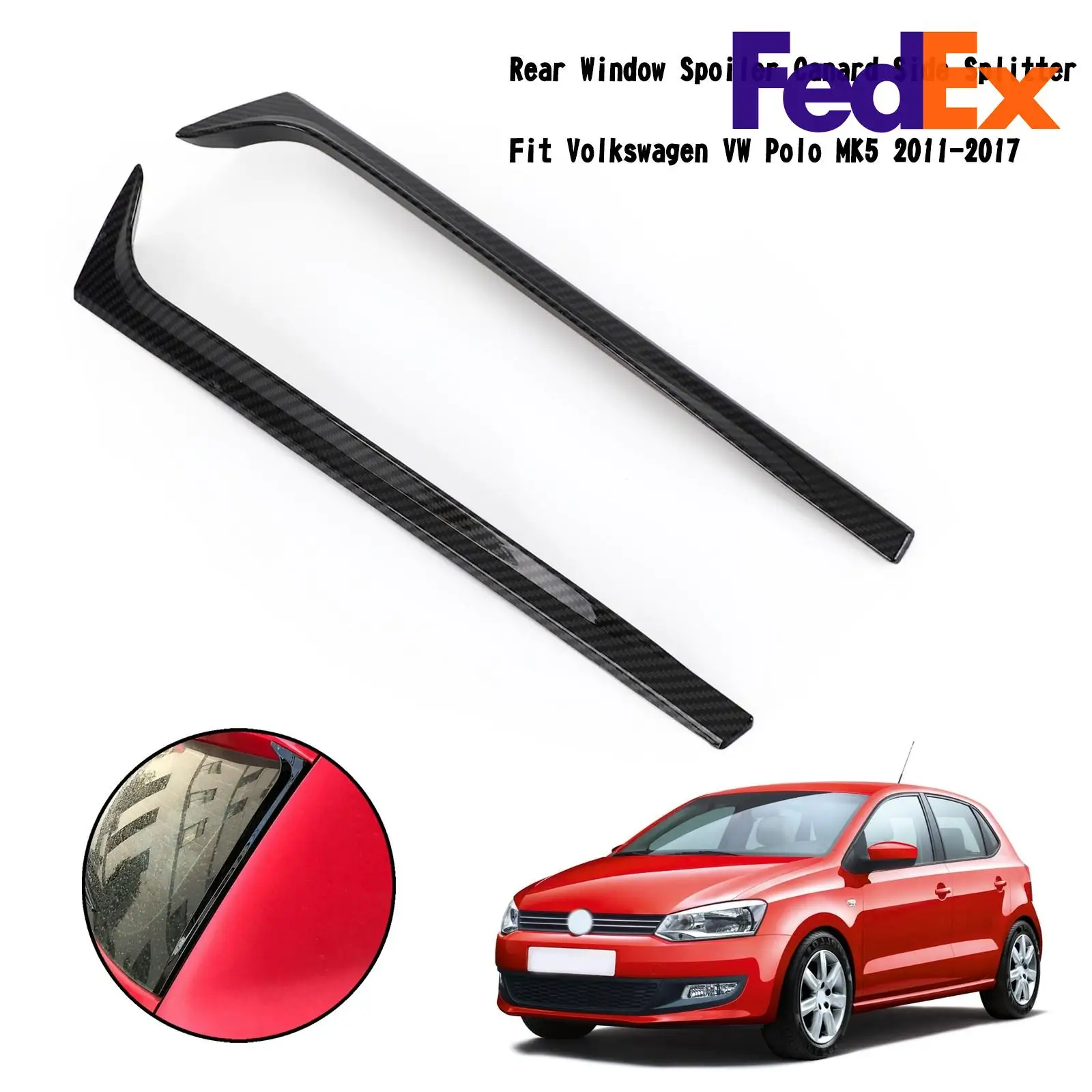 

Rear Window Spoiler Canard Side Fit for Volkswagen VW Polo MK5 2011-2017 Carbon Fiber