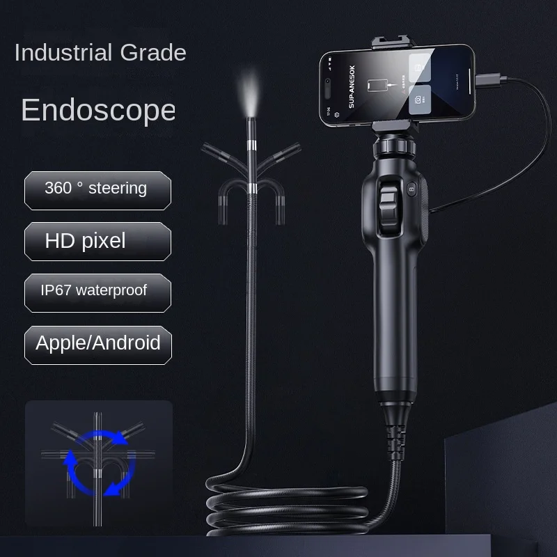 

360 Degree Turning Industrial Pipeline Auto Repair Detector Mobile OTG Portable Turning Handheld Endoscope Telescopic Mirror