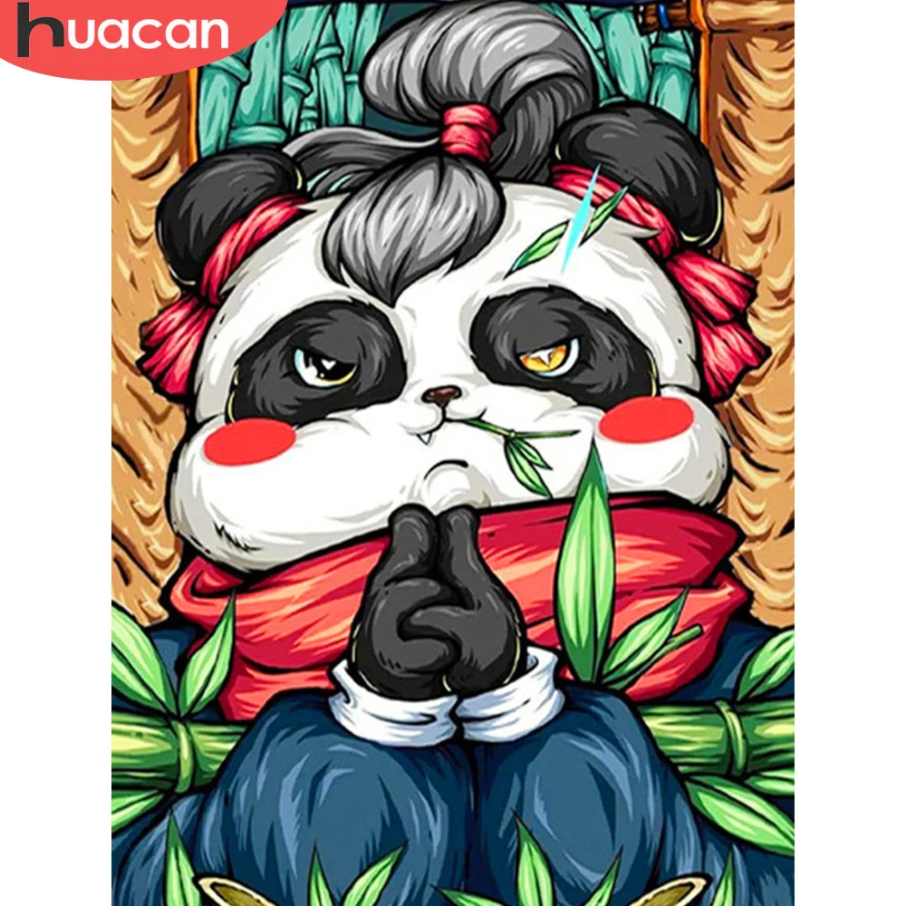 

Алмазная 5d картина HUACAN, полноразмерная вышивка крестиком с изображением панды, мультяшная мозаика, домашний декор