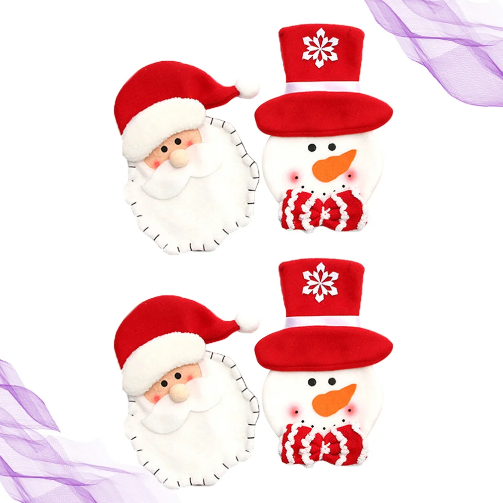 

Christmas Holder Silverware Tableware Santa Cutlerybags Fork Decoration Holders Set Holiday Knifeclaushats Decorations