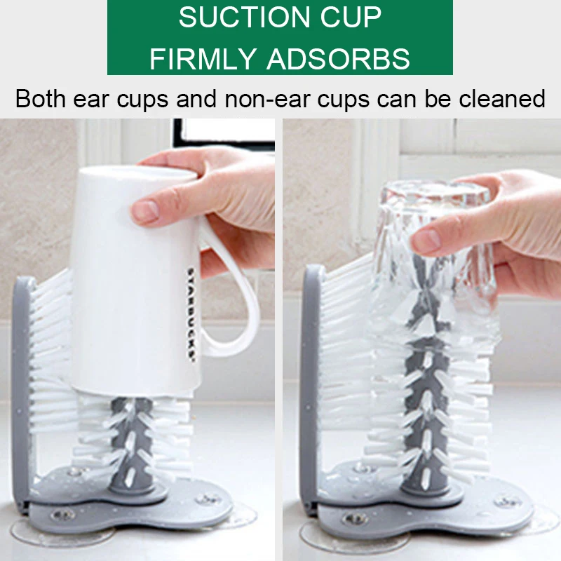 

Cup Scrubber Glass Cleaner Kitchen Sink Accessories Cleaning Appliance 2 in 1 Drink Mug Wine Suction Cup Cleaning Brush Gadgets