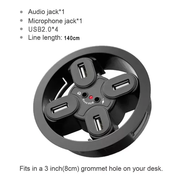

2022NEW HUB USB3.0 Mount In Desk Multi USB 2.0 Ports With SD/TF Headphone/Mircophone Type C Port Usb Hub With Power Adapter 5V 2