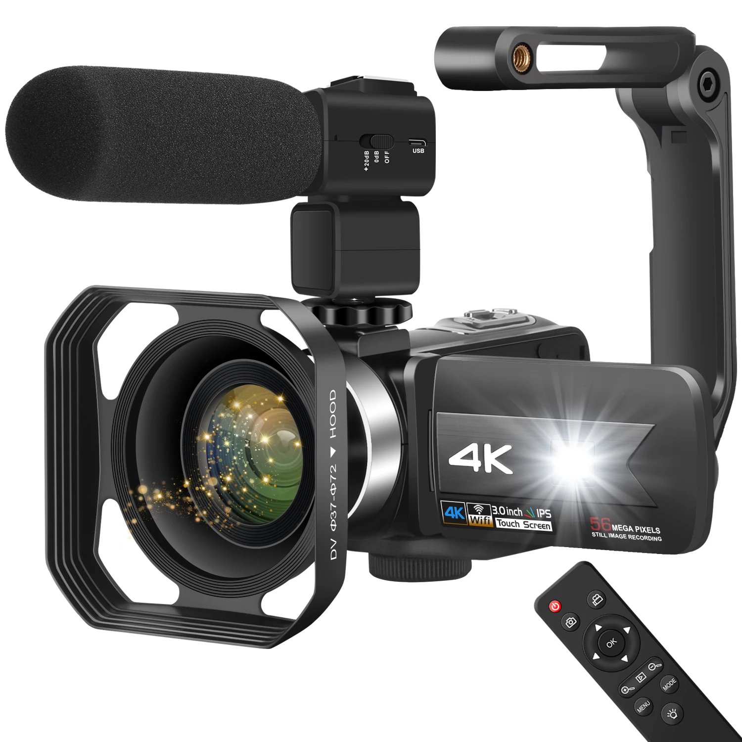 Видеокамера 4K 56MP, видеокамера для прямой трансляции Youtube, Wi-Fi Веб-камера ночного видения 16xzoom, фотография, цифровой рекордер