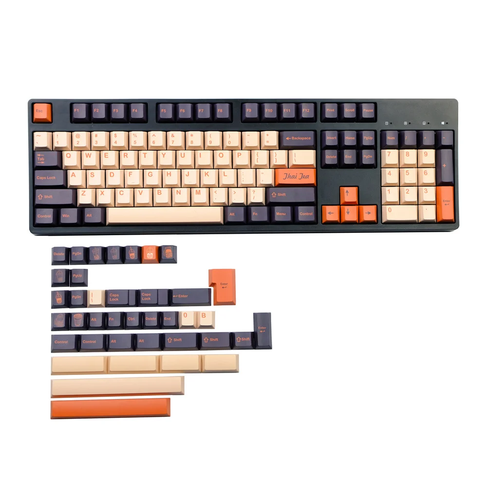 142 клавиши GMK Thai Tea Clone Keycap Cherry Profile Премиум PBT Наборы DYE Subbed для Outemu TTC Крестовые