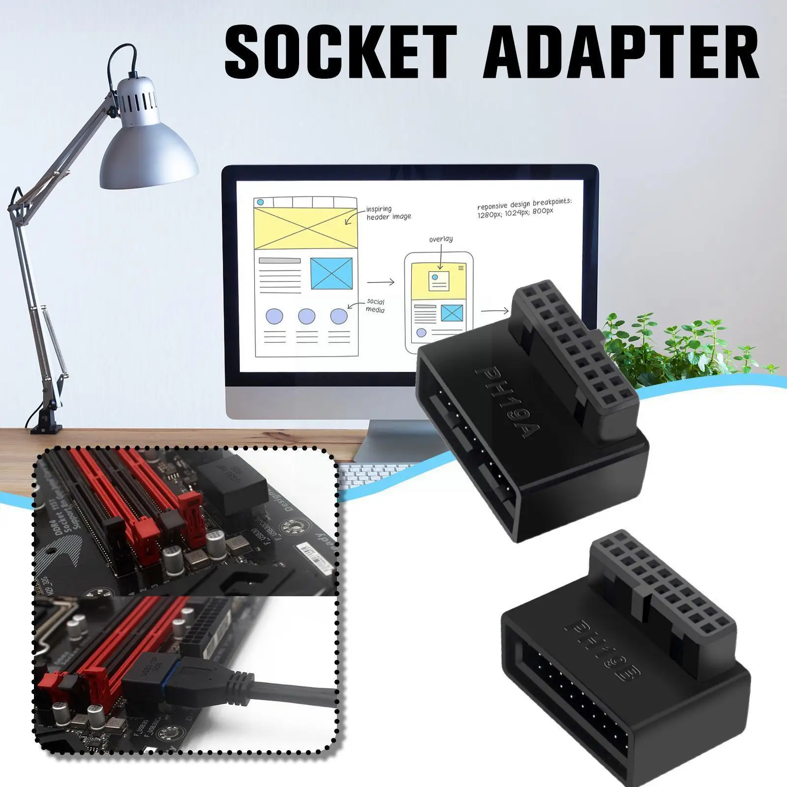 

Адаптер для разъема материнской платы компьютера USB 3,0 19P/20P аксессуары для настольного компьютера 90 конвертер для настольного компьютера T8A5