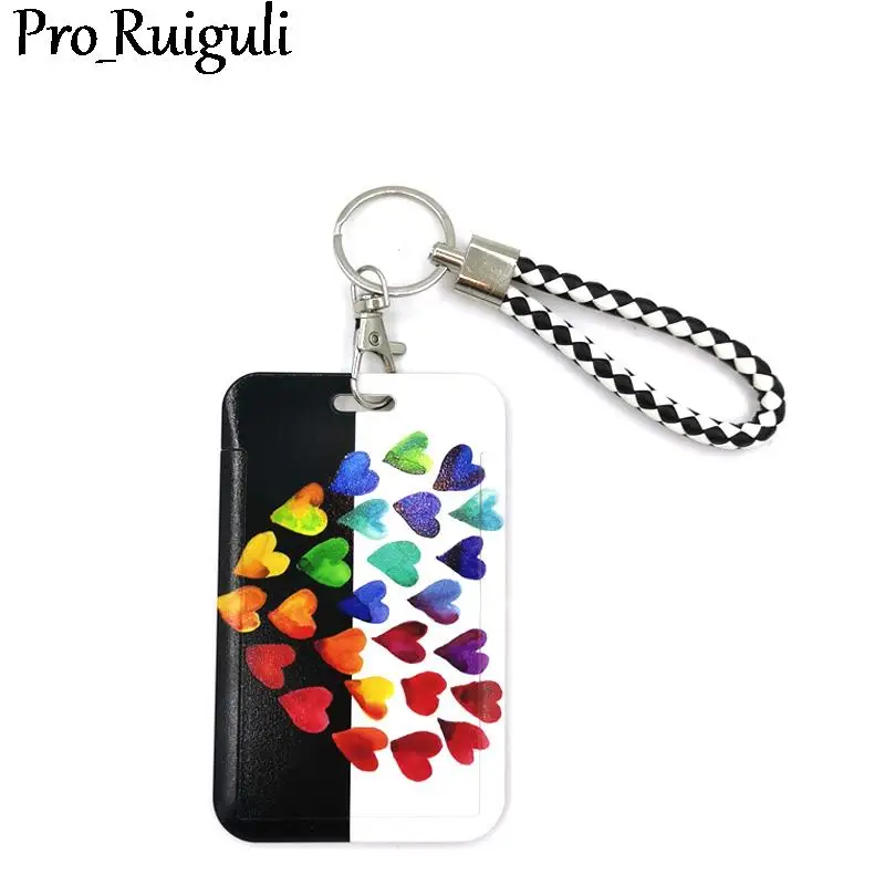

Colorful rainbow love Card Holder Women Men Business Lanyard Badge Card Case Women Card Cover Lanyard ID Card Holder Bags