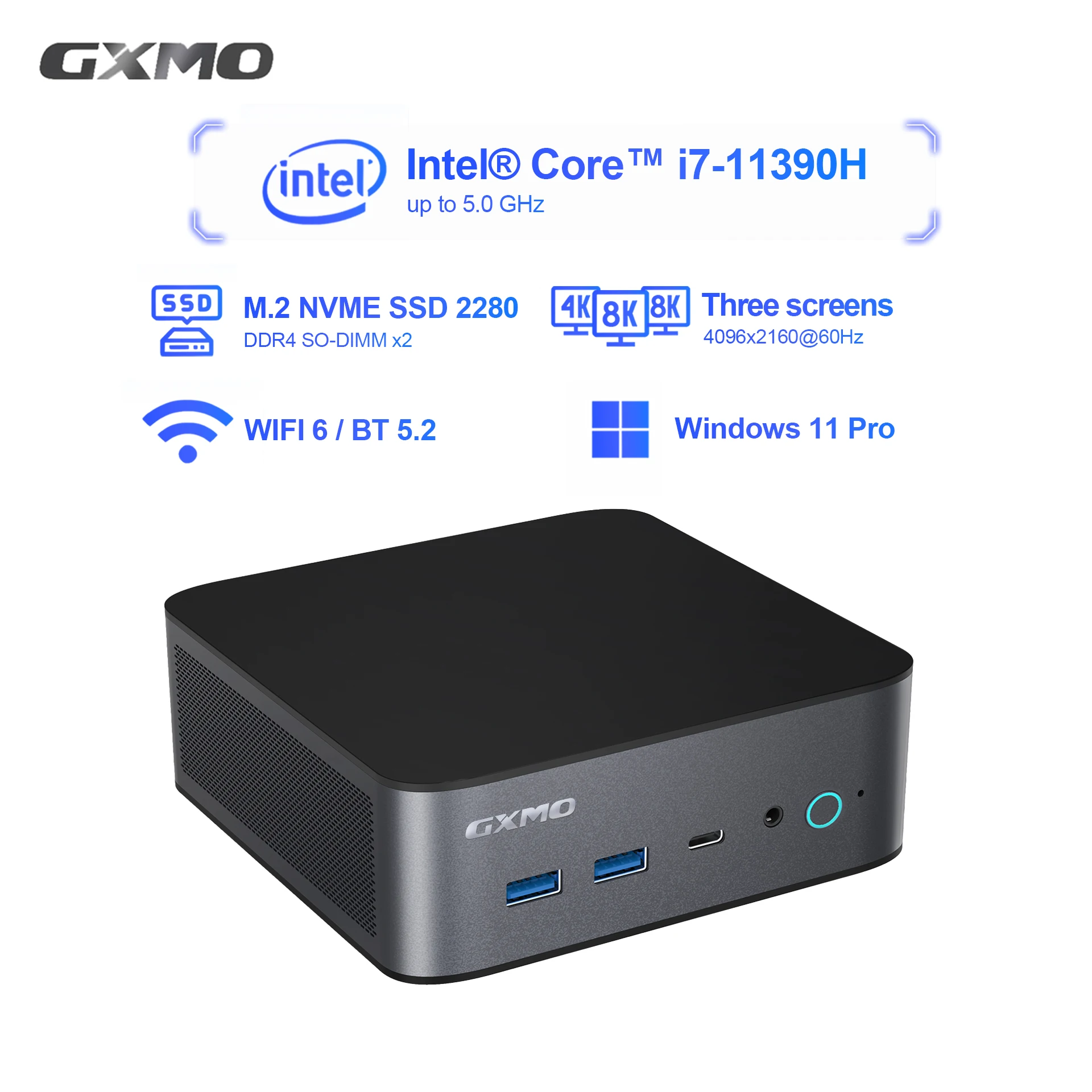 GXMO Mini PC Type-C Thunderbolt™4 мини-ПК, игровой Core Φ H (5 ГГц ...