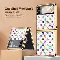 for samsung galaxy z flip 3 5g cover plating tempered glass hard full camera protection cover for z flip3 5g