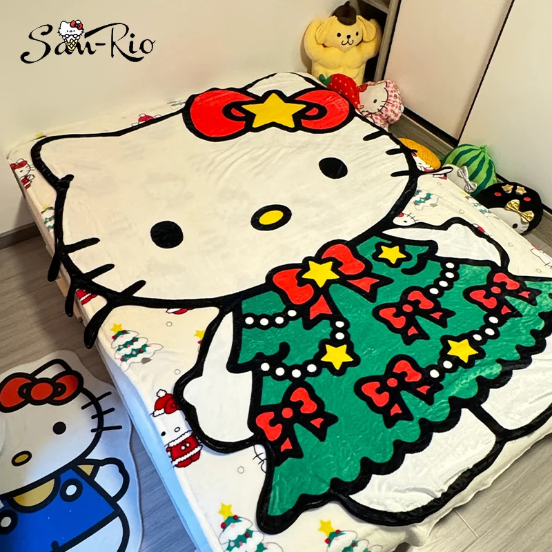 Рождественское одеяло в форме Hello Kitty фланелевое легкое мягкое уютное для кровати