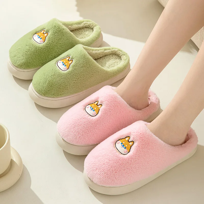 

Мужские пушистые зимние тапочки, Теплые Симпатичные Мультяшные домашние тапочки из искусственного меха, женские домашние тапочки на платформе, хлопковые шлепанцы для пар