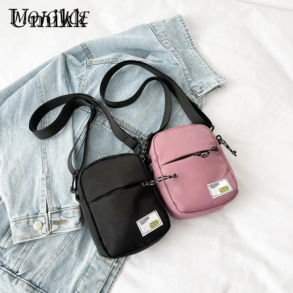 

Oxford Cloth Shoulder Square Bag Women Causal Messenger Crossbody Bags Zipper Mini Solid Color Mobile Phone Purse Pouch For Lady
