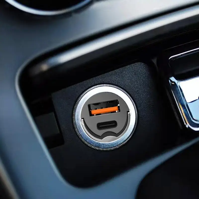 

Быстрое автомобильное зарядное устройство Автомобильное зарядное устройство Двухпортовое многофункциональное зарядное устройство для быстрой зарядки Скрытое тянущее кольцо USB Маленькое для автомобиля