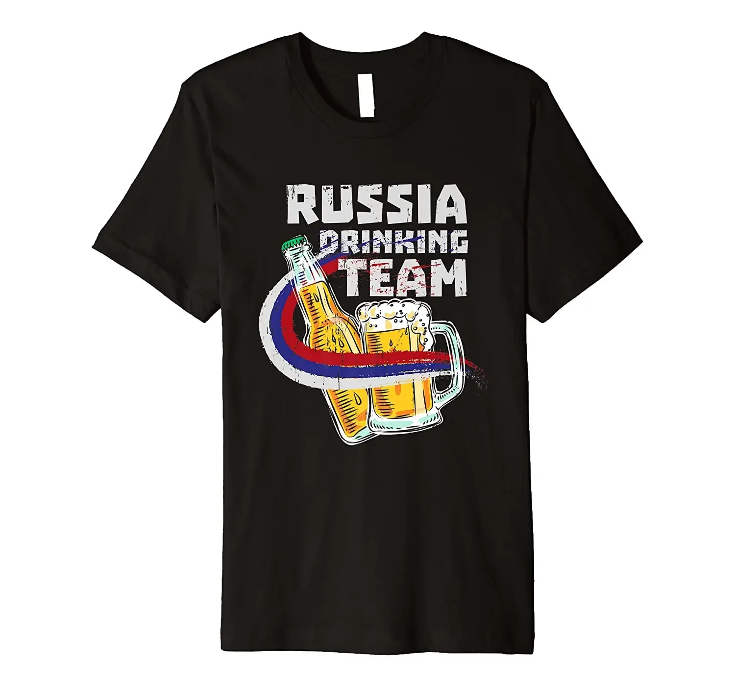Funny Russian Flag Beer Russia Drinking Team T-Shirt 100% Cotton O-Neck Summer Short Sleeve Casual Mens T-shirt Size S-3XL