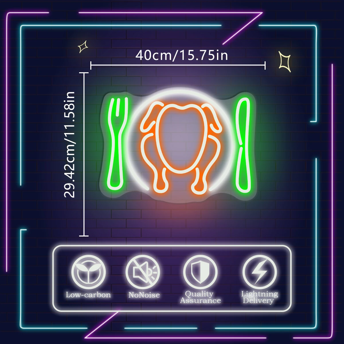 Неоновые огни для Хэллоуина благодарения жареной курицы подходит праздничного