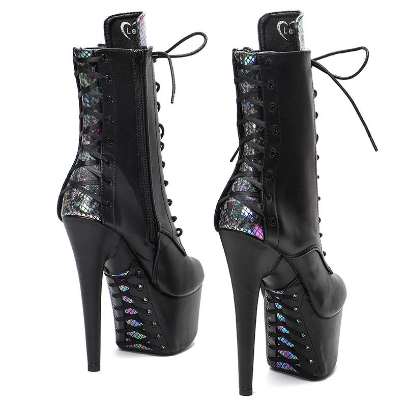 Leecabe  17CM/7inches color matching Pole dancing shoes High Heel platform Boots Ankle Boots Sexy Fetish Stripper Shoes 3B