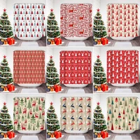 shower curtain christmas colorful xmas tree elk red white home bathroom decor polyester fabric waterproof with hooks 150x180cm