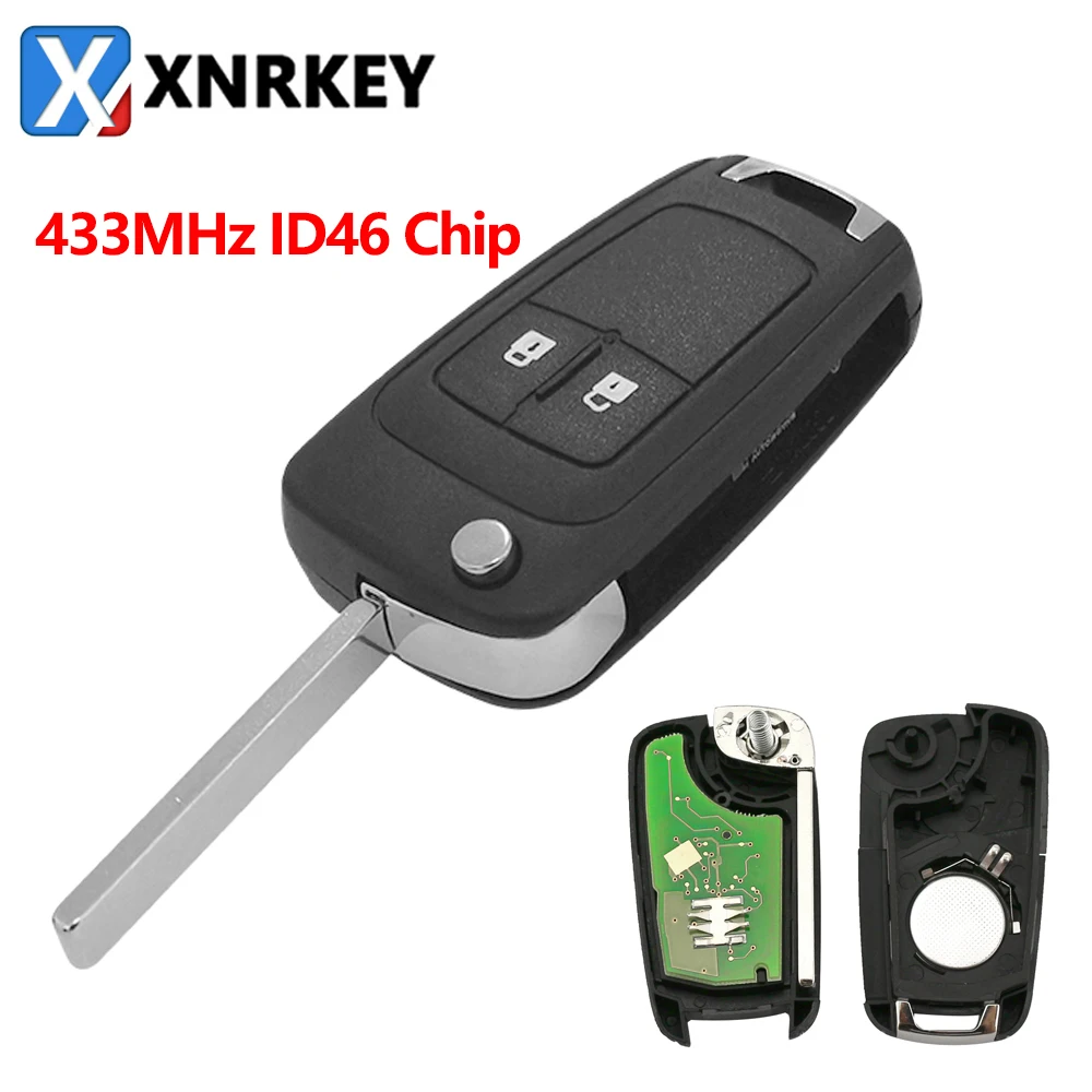 

XNRKEY 2 Button Flip Remote Car Key PCF7941/ID46 Chip 433Mhz for Opel Vauxhall Astra J Corsa E Insignia Zafira C 2009-2016