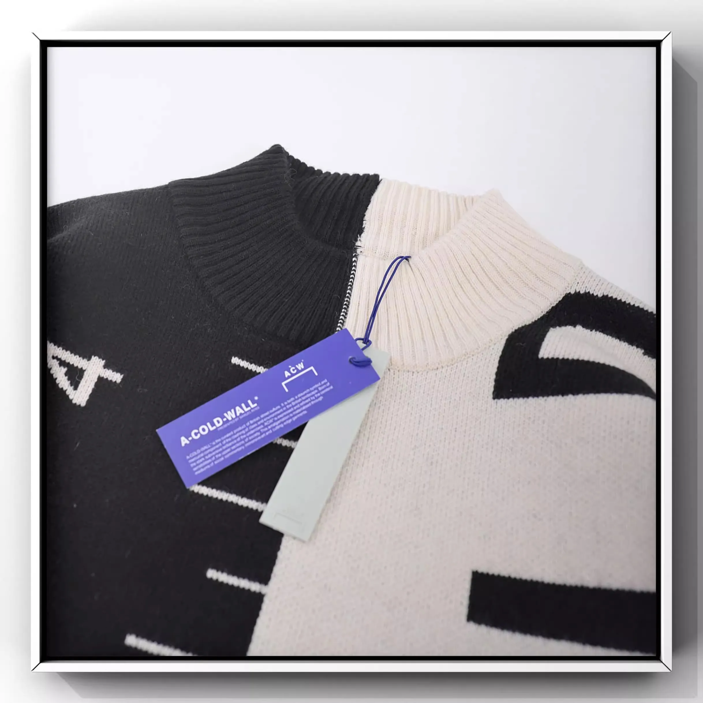 2024 Черно-белая прямоугольная линейка ACW с холодной стеной сращенная свитер