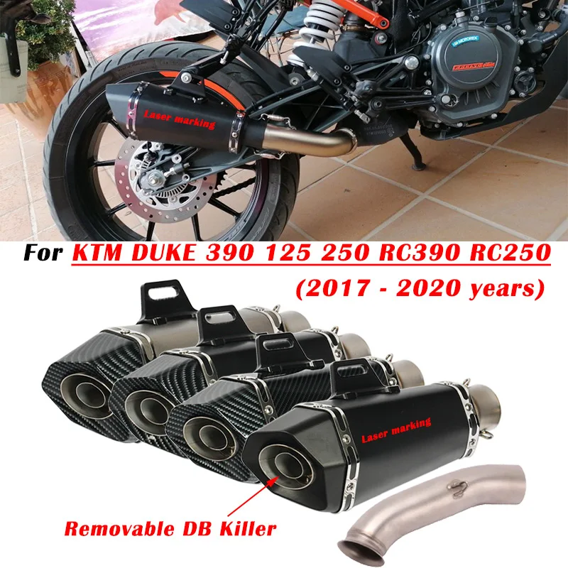 

Slip On For KTM DUKE 390 125 250 RC390 2017 2018 2019 2020 Motorcycle Escape Exhaust Modify Muffler With Mid Link Pipe DB Killer
