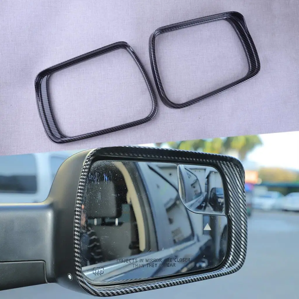 

2pcs Carbon Fiber Style Car Side Rearview Mirror Rain Eyebrow Cover Trim ABS Plastic Fit for Dodge Ram 1500 2018 2019 2020 2021