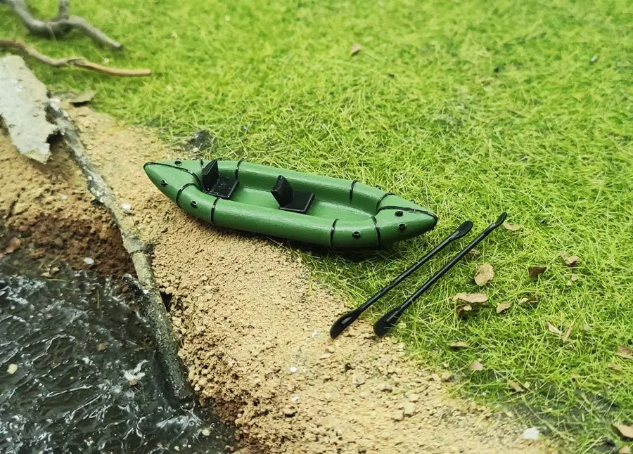 

1: 64 Ship Model Manual Simulation Double Kayak Green Camper Fishing Adventure Inflatable Boat