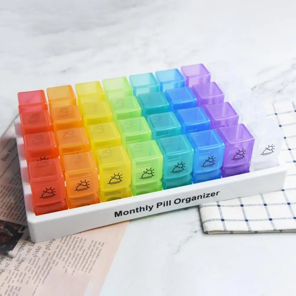 

31-Day Monthly Medicine Pills Organizer With 32 Portable Compartments Large Capacity Medicine Pills Box For Travel Home