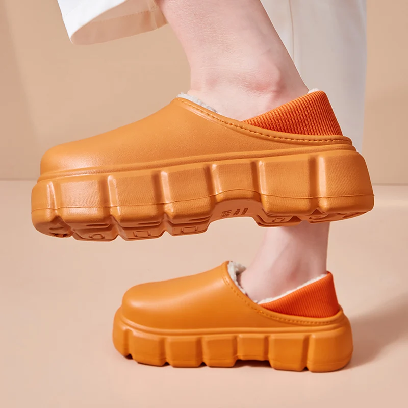 

Women Slippers Flats Platform Short Plush Mules Cotton Shoes Warm Boots 2022 New Winter Thick Soft Fashion Women Flip-flops