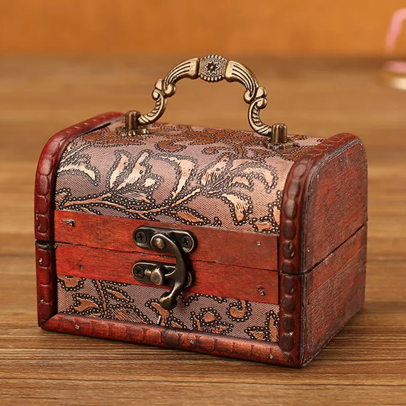 

Винтажная деревянная шкатулка для хранения ювелирных изделий с ручкой, многоцелевой органайзер для хранения ювелирных изделий, деревянная...