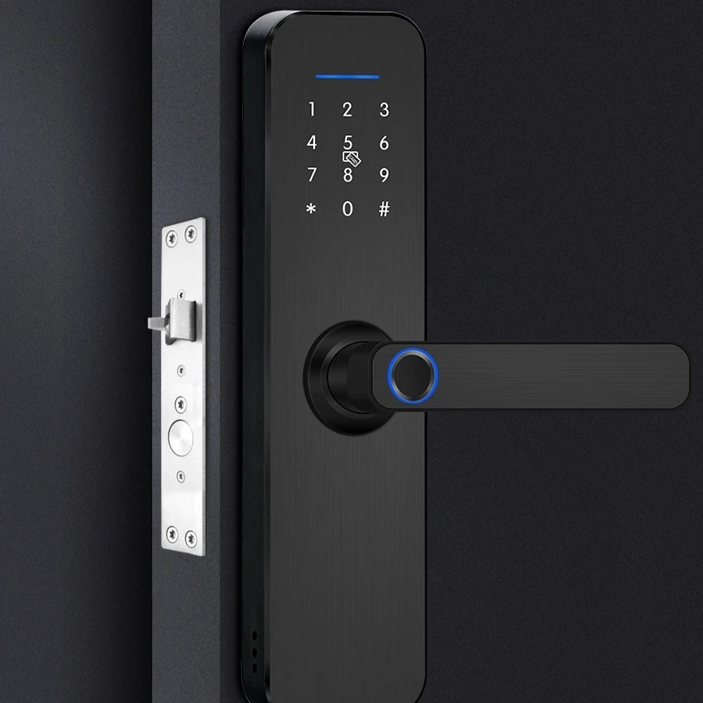

Tuya Wifi Electronic Smart Door Lock With Biometric Fingerprint / Smart Card / Password / Key Unlock/ USB Emergency Charge Best