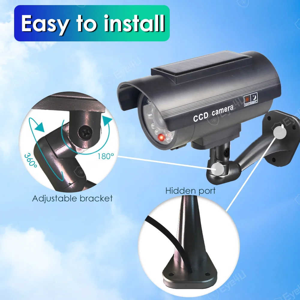 Продажа Муляж уличной камеры видеонаблюдения на солнечной батарее, муляж камеры, защита дома, пуля с мигасветодиодный светодиодным светом