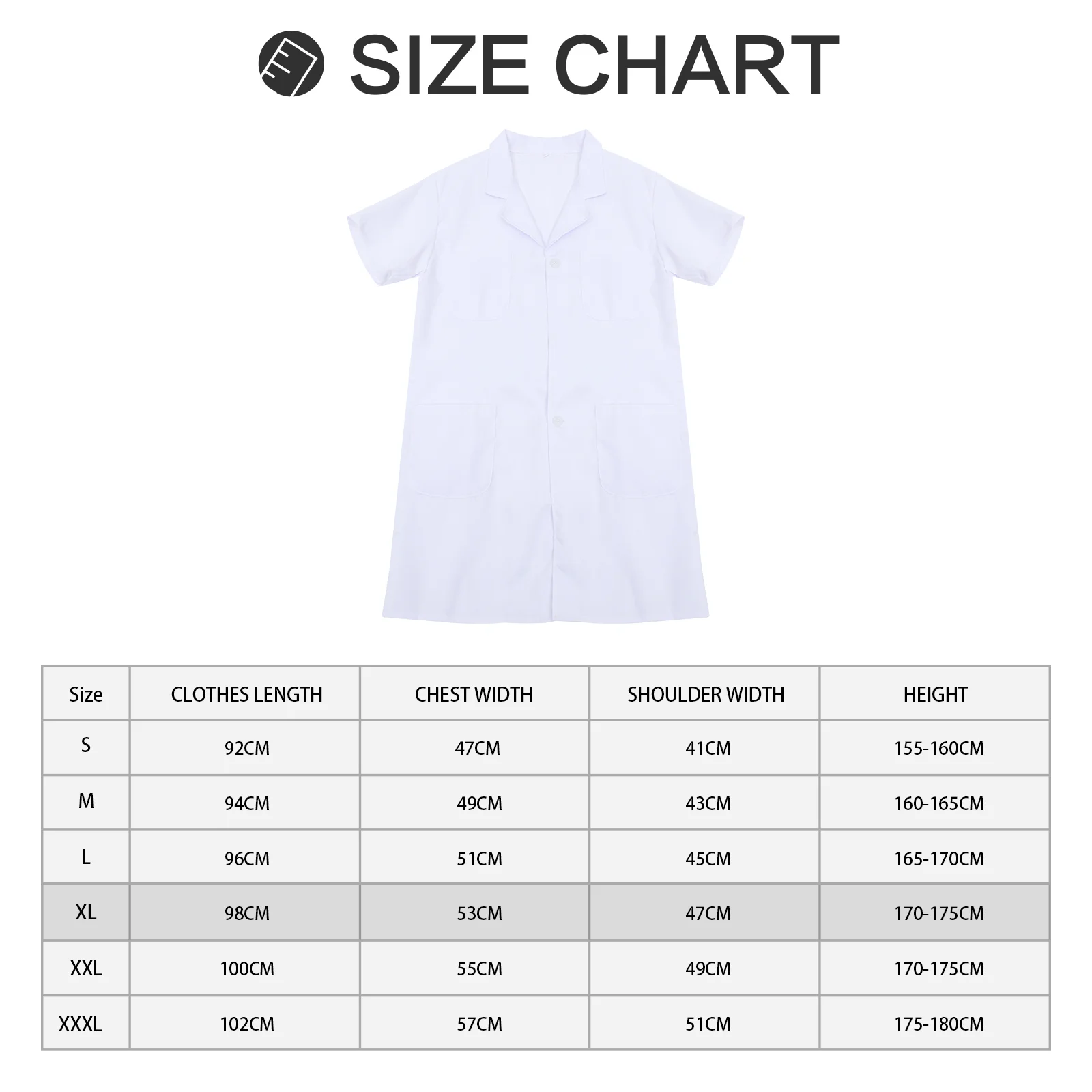 

Womens Coat White Short Sleeve Uniform with Pockets Workwear Unisex Coat Uniform Nurse Coat,