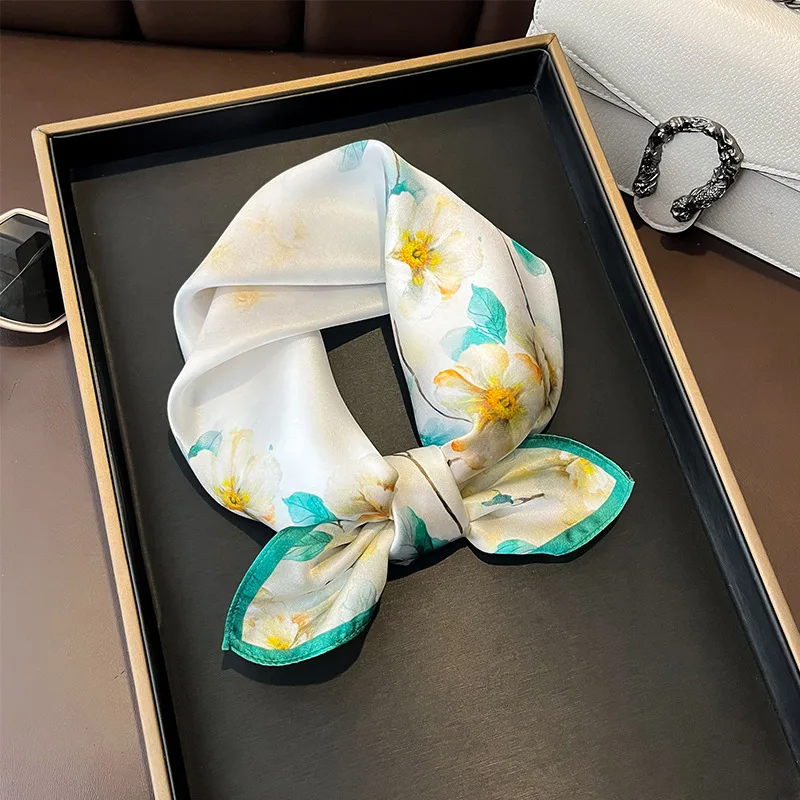 100% натуральный шелк квадратный шарф Женская бандана высокое качество цветочный