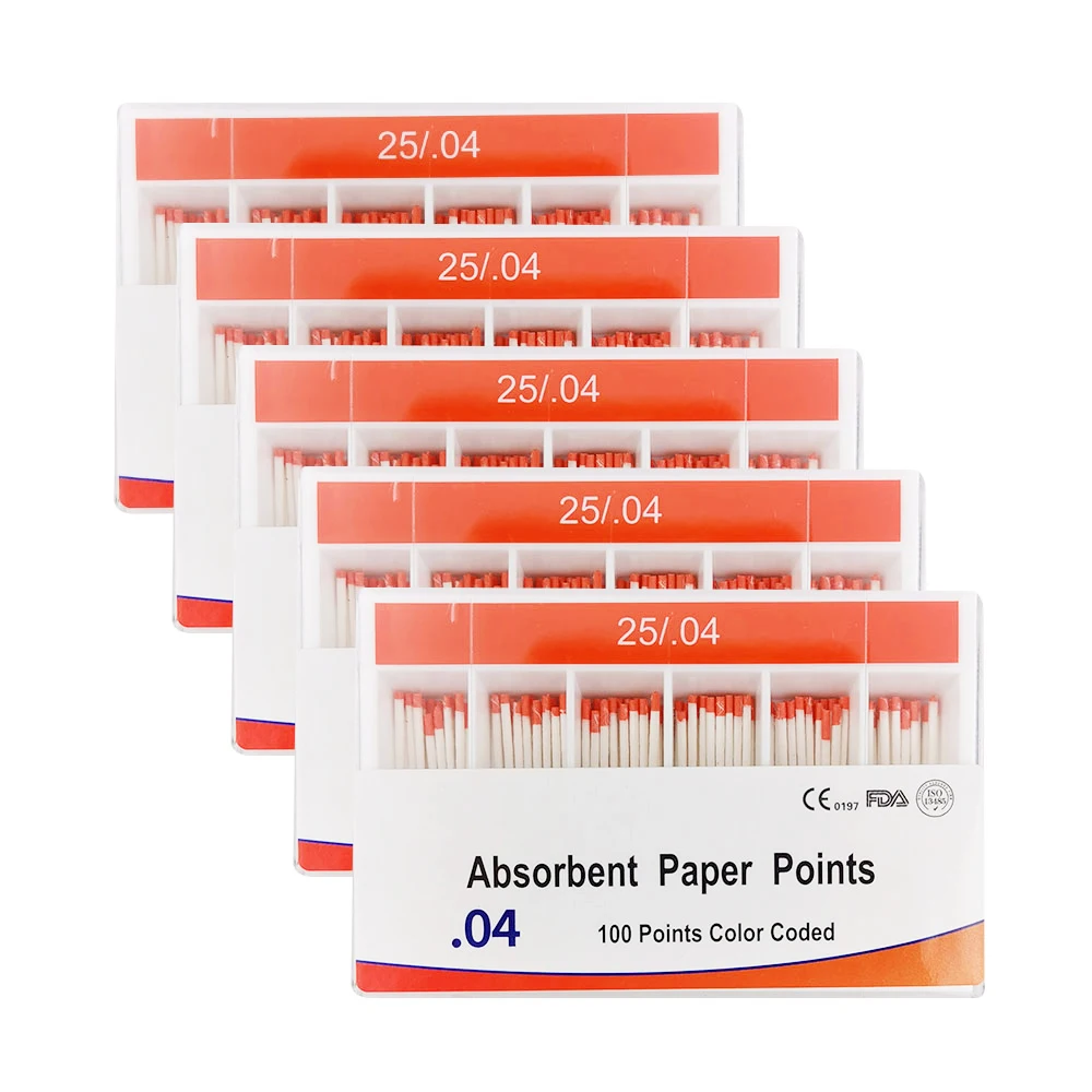 

5box 04 Taper Dental Absorbent Paper Points Gutta 25# 30# 35# 40# Paper Points Root Canal Absorption Dental Materials