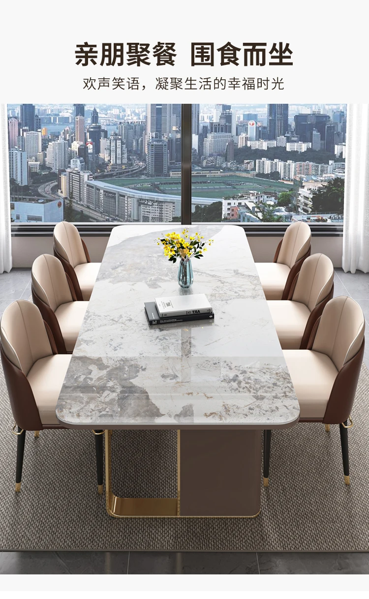 

Creative Pandora table light extravagant rockboard dining table chair combination of modern simple rectangular table