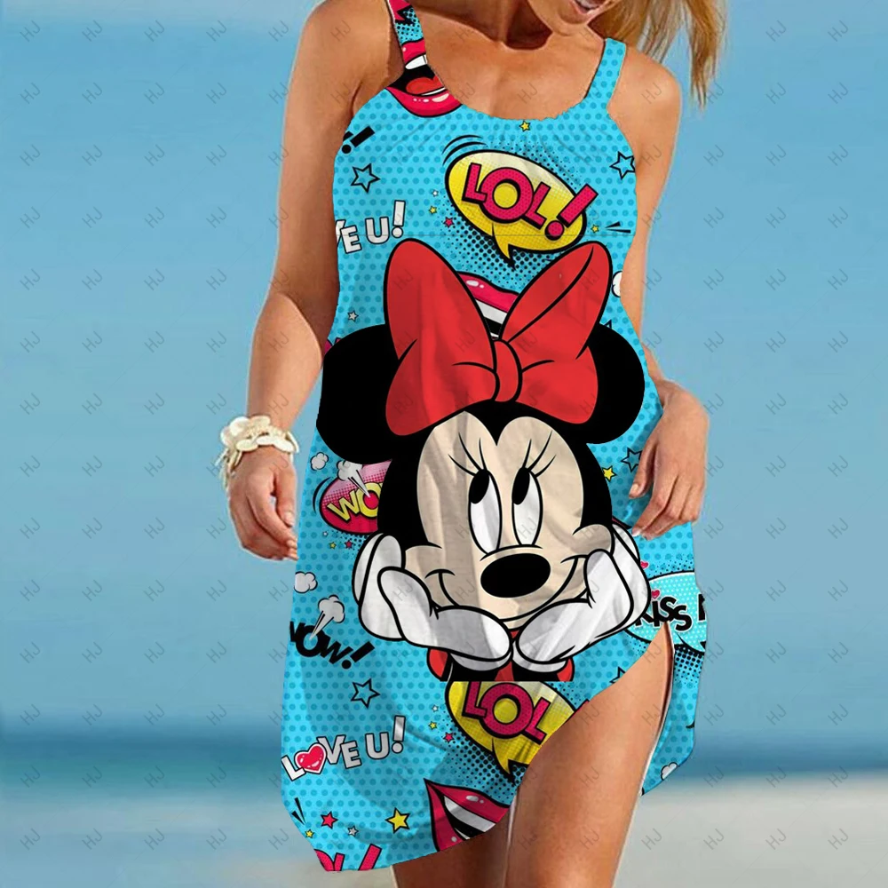 

Мини-платье женское средней длины с 3D принтом Минни и Микки Маус