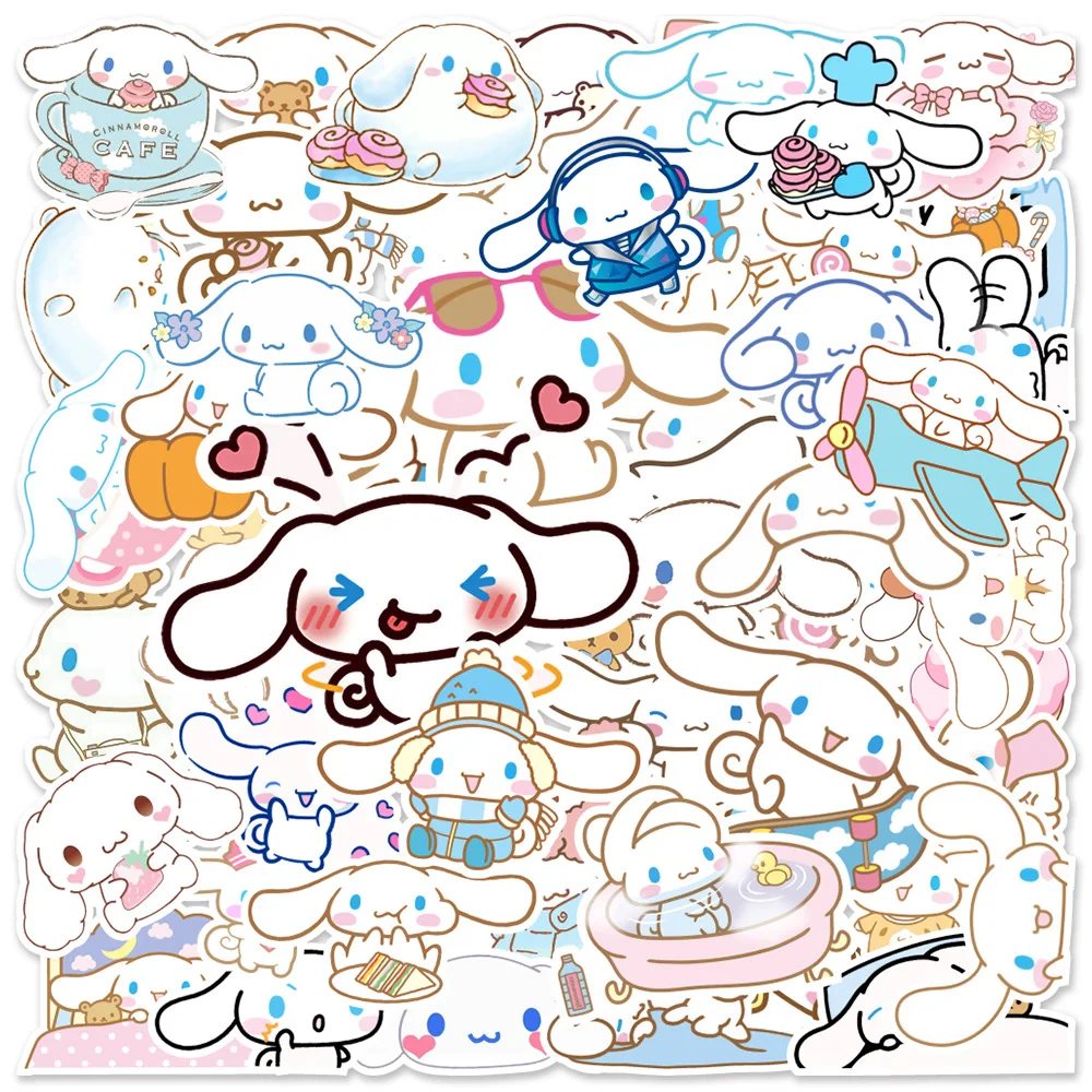 

Cartoon Cute Sanrio Cinnamoroll Sticker Mobile Phone Notebook Water Cup Flat Student Stationery Decoration Kawaii Stickers Gift