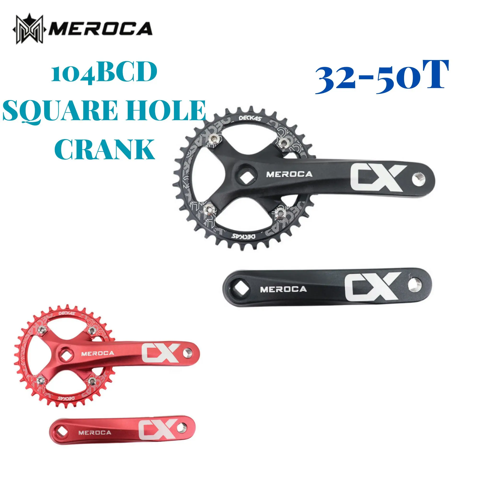 

Велосипедный кривошипный комплект MEROCA CX с квадратным отверстием 104BCD из алюминиевого сплава, детали для велосипеда 170 мм 32/34/36/38/40/42/44/46T