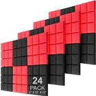 Звукоизоляционные панели из пенопласта, набор из 24 смешанных цветов, 12 х12 х2 дюйма толщиной, для звукоизоляции студии, барабана, комнаты, звукоизоляционные пенопластовые панели с лентой