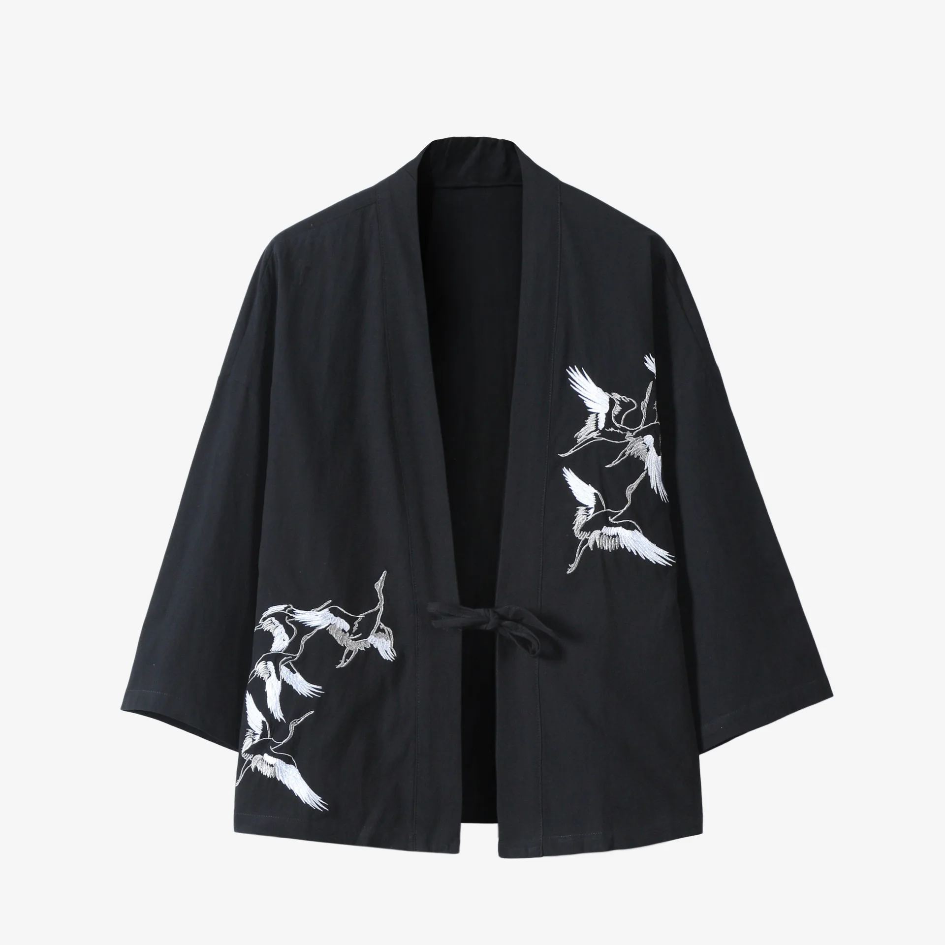 

Japanese Style Kimono Robes Traditional Crane Haori Cardigan Asian Clothes Samurai Yukata Men Jackets Improved Hanfu Samurai Top