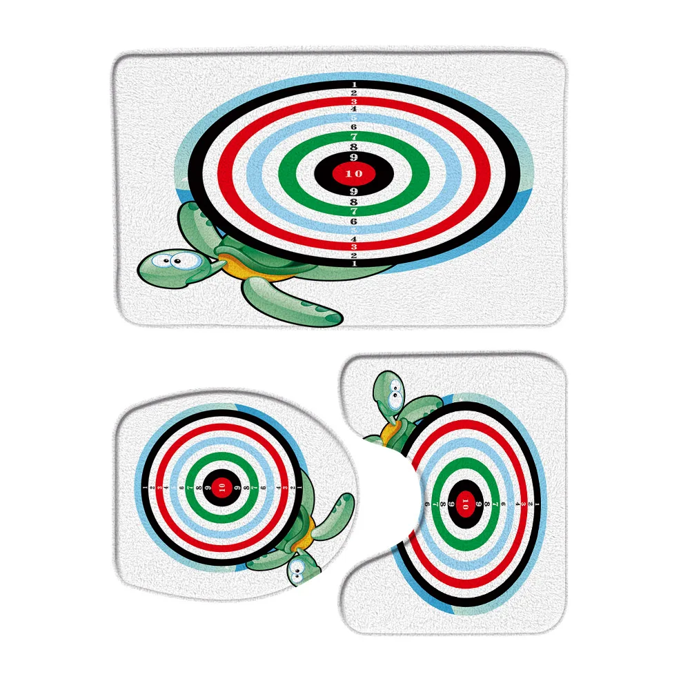 Коврик для ванной мягкий нескользящий коврик 3 предмета с принтом морских